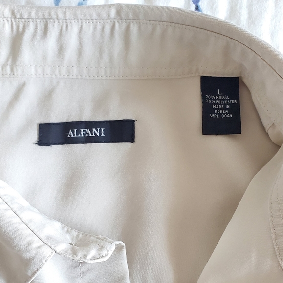 Short Sleeve ALFANI Men's Shirt Soft Modal fabric. Size Large. Ivory. - Picture 6 of 7